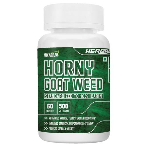 [BRSWYGADO4FGG3DB] NutriJa Horny Goat Weed Extract 500mg - 60 Veg Capsules | Standardized to 10% Icariin | Supports Natural Vitality, Strength & Stamina | High Potency Herbal Supplement