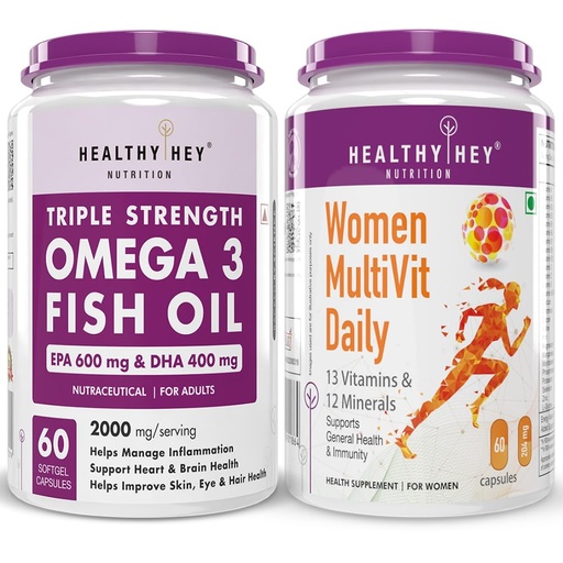 [BRSRAZYQOICWOFIU] HealthyHey Nutrition Fish oil 60 Softgels & Multivitamin women 60 capsules
