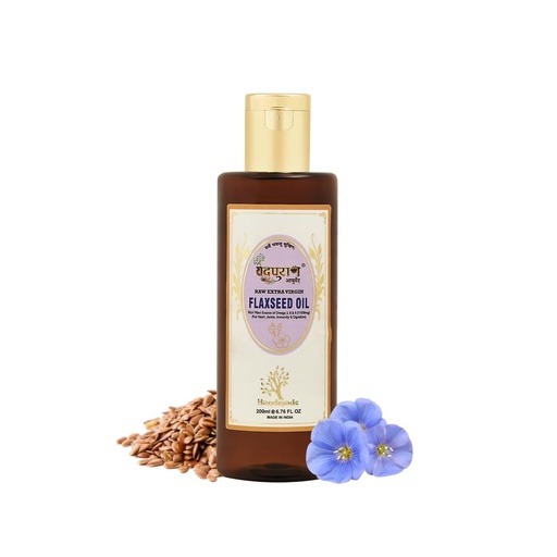 [BRSREFI7CMMQM335] Ayurveda Cold Pressed Flax seed Oil | Kolhu/Kacchi Ghani/Chekku | Omega – 3 Enriched | For Healthy Hair, Skin Hydration, Scalp Care & Wellness | No Minerals Oil or Preservatives – 200ml