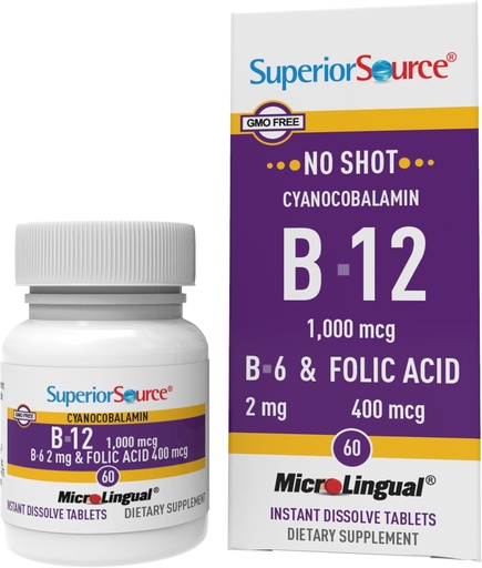 [BRSWIYI7CIIR6EI5] 優秀な源無しショット ビタミンB-12 Cyanocobalamin 1000のmcg、B-6の葉酸400 mcg -サポート 脳及び中心の健康-エイドの自然なエネルギー レベル- 60の補助的な分解のタブレット
