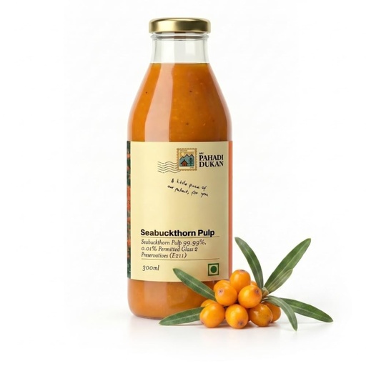 [BRSRAYALO4PRACIY] My Pahadi Dukan Himalayan Sea Buckthorn Pulp 300ml, Wild Berries, Rich in Omega 3 6 7 9 & Vitamin C, Herbal Seabuckthorn Juice, Supports Immunity, Skin & Gut Health, Lab Tested, Cold Pressed