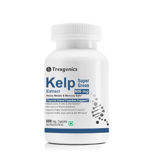 [BRSW2HACDIGQY2Q7] Trexgenics Kelp extract Super Greens, Thyroid Support VEGAN & Gluten Free (60 Vcaps)