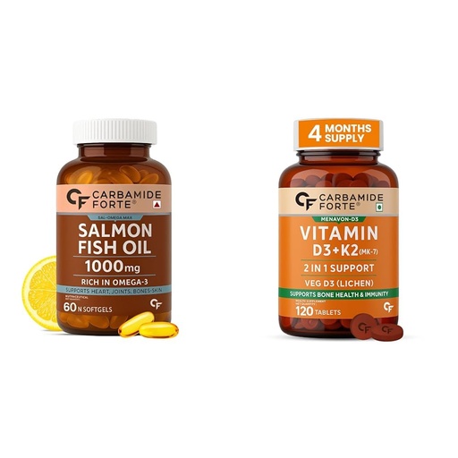 [BRSREAQEOECGGALU] Carbamide Forte Salomega Omega 3-60 Capsules & Vitamin D tablets with Vitamin K2 MK7-120 tablets