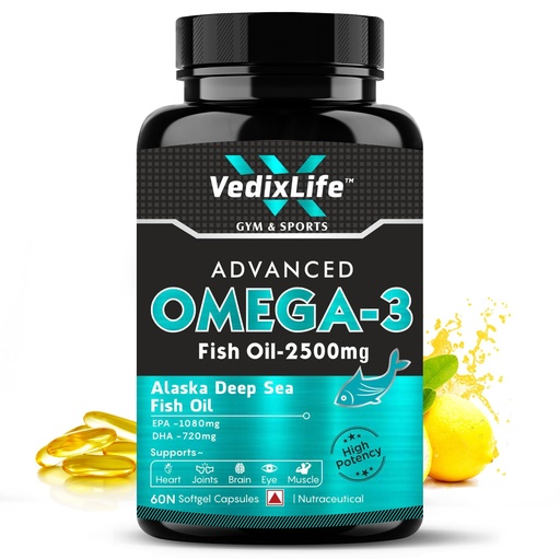 [BRSRAAD3CQHR4DLB] Deep Sea Omega 3 Fish Oil - Omega 3 Supplement Triple Strength 2500 Mg, 60 Softgel for Men and Women, Fish Oil softgels With No Fishy Burps (60 Softgel Capsules)