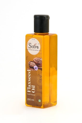 [BRSROAAQBACWEF3Z] SUTRA Flaxseed Oil 200ml (ಅಗಸೆ ಎಣ್ಣೆ) | Cold Pressed & Wood Pressed | Natural & Pure | Linseed Oil for Cooking, Skin & Hair | Edible Oil