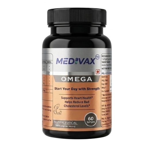 [BRSRGCYRC4FWEFL3] Omega 3 Fish Oil Supplement - Heart Health Support | Helps Reduce Bad Cholesterol | Boosts Cardiovascular Function | High Strength Softgels | Daily Omega Nutraceutical - 60 Softgels - 1000 mg For Men & Women