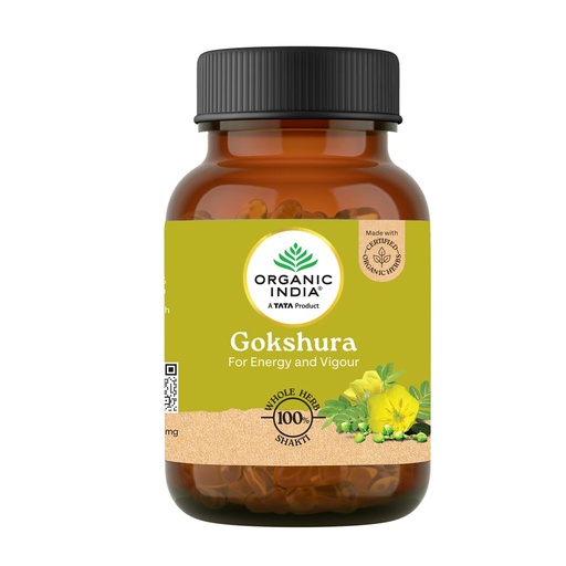 [BRSRABI5OFYGOG3A] A TATA Product - Organic India Pure Gokshura 60 Capsules,(400mg), Enhance Endurance, Promotes Vitality, Support Men's Wellness & Boost Stamina, GMP & NPOP Certified