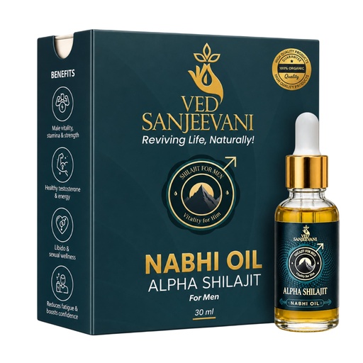 [BRSRGHDQAR5GAC3F] Ved Sanjeevani Alpha Shilajit Nabhi Oil for Men | 30 ml