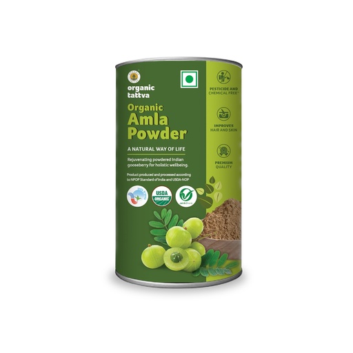 [BRSW2HYCOEIGMFDJ] Organic Tattva Organic Amla Powder For Hair Growth – Indian Gooseberry Amla Powder For Eating Rich in Vitamin C, Calcium & Iron, Supports Immunity & Metabolism, Natural Herbal Supplement, 100g