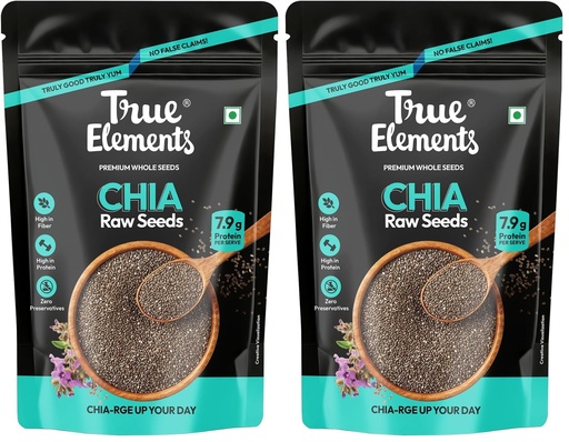 [BRSRYZY3AEIRMEL7] True Elements Raw Chia Seeds 500g - Dirt & Stone Free Premium Chia Seeds | 30 days pack | High Fibre & Plant Protein | Helps with Weight Management | Good for Summer Hydration | Super Seeds for Smoothies, Oats & summer Drinks