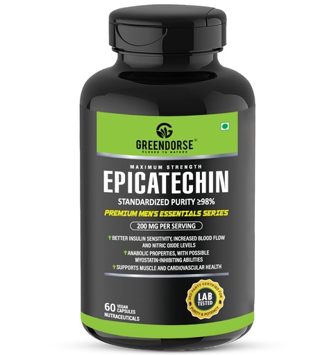 [BRSRA2YEBV6BSH3P] GREENDORSE EPICATECHIN- 99% Purity Workout Capsules | Lean Muscle Growth, Myostatin Inhibitor, Nitric Oxide Booster, Improved blood flow & cognitive functions | Lab tested- 60 Veg capsules