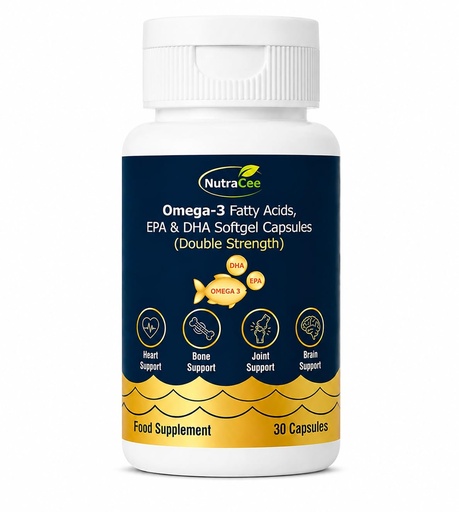 [BRSRYZILAEPQOCY2] Omega-3 Fish Oil So􀅌gel Capsules | EPA 360mg & DHA 240mg | Double Strength Formula | Supports Heart, Brain & Joint Health (30 Capsules)
