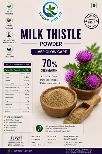 [BRSREEAPOR7AIDLF] FARM to HOME Milk Thistle Powder Liver Glow Care, 200 GM
