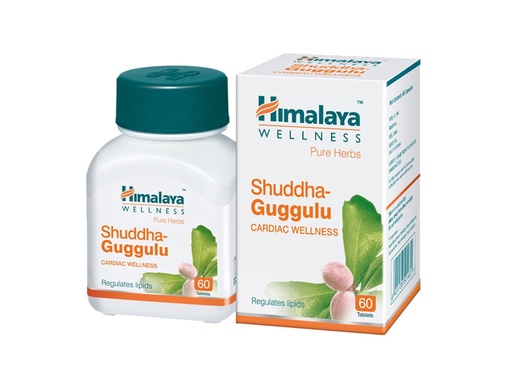 [BRSWIYIHOAEGKA3Y] Himalaya Pure Herbs Shuddha Guggulu, Cardiac wellness Modulates blood lipid levels, Helps reduce excess cholesterol level in the blood- 60 Tablets