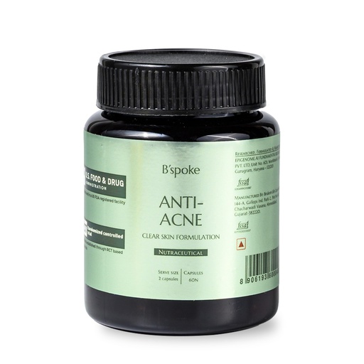 [BRSREZYEBEHQYFAV] B’spoke Anti-Acne | Advanced Skin Care with With Neem, Vitamin A, C, B5 & Primrose Oil | For Acne, Breakouts & Oil Control | For Men & Women | 60 Softgels Capsule