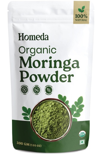 [BRSREHAFAEIGCCTL] Organic Moringa Powder Superfood (200g) Moringa Leaves Powder for Weight Loss, Eating & Immunity, Height, Kids - Drumstick Juice, Murungai Keerai, Pure Fresh Munagaku Leaf Organic