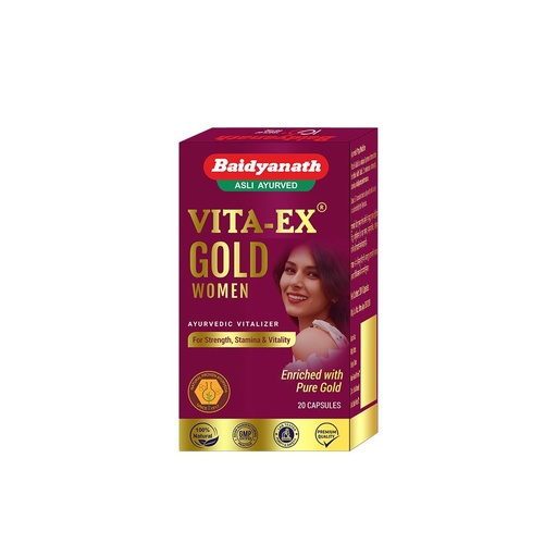 [BRSWKH3QBEDQ2G3P] Baidyanath Vita Ex Gold Women - 20 Capsules| Made with Pure Shilajit & Shatavari |Boosts Stamina, Desire & Sensitivity in Women