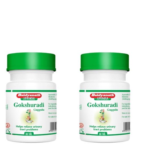 [BRSWY2YNBEAQGAA6] Baidyanath Asli Ayurved Gokshuradi Guggulu 80 tabs - For retention and painful micturition (Pack of 2)