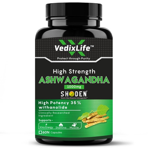 [BRSRAGLRAV7R6H37] Ashwagandha Root Extract (Shoden®) – Clinically Proven 35% Withanolide Glycosides, Natural Stress Relief, Brain Support, Memory Booster, Focus & Mind Clarity Supplement | 60 Capsules