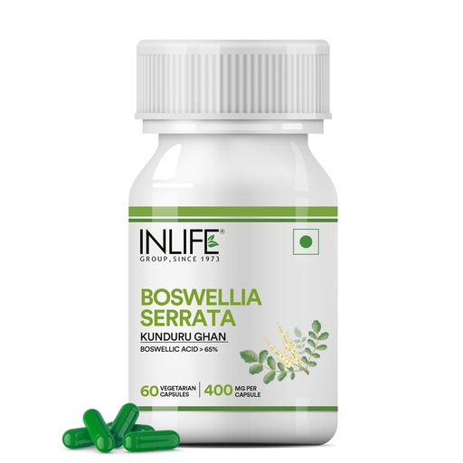 [BRSWGEAOA4HRSFDB] INLIFE Boswellia Serrata Supplement 400mg, 65% Boswellic Acid, 60 Veg Caps
