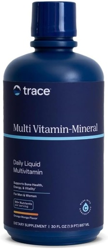 [BRSWIYQIBYNWYALY] Trace Minerals Liquid Multi Vitamin-Mineral - Liquid Vitamin Supplement for Daily Health Support - Energy Support - Bone Health - Gluten-Free - Orange Mango - 30 fl oz (30 Servings)