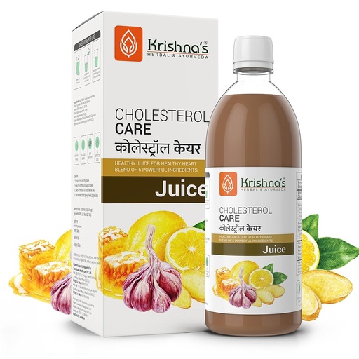 [BRSW2BQTCAIQI23P] KRISHNA'S HERBAL & AYURVEDA Cholesterol Care Juice - 1000 Ml | Contains Honey With Apple Cider Ginger Garlic, Sugar Free, Helps In Digestion, Made In India