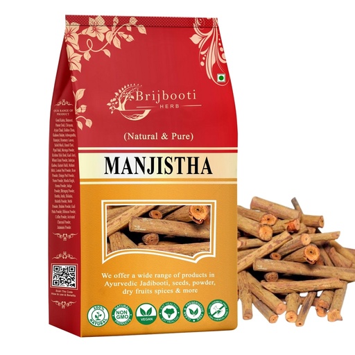 [BRSWGHQPB57QAELF] Brijbooti Organic Manjistha (100 gm) | Rubia Cordifolia | Manjishtha Root | Manjishta | Manjishta | Manjista