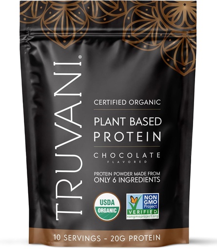 [BRSW2FQNAR5A4C3P] Truvani Vegan Pea Protein Powder | Chocolate | 20g Organic Plant Based Protein | 10 Servings | Keto | Gluten & Dairy Free | Low Carb | No Added Sugar