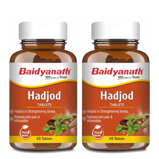[BRSREFQYAQARQYD2] Baidyanath Ayurved Hadjod - 60 Tabs | Pure Natural Ayurved Tablets | For Joint Health, Wellness Tablets | Helps in Weight And Bone Support (Pack of 2)