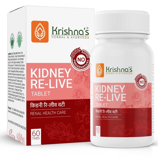 [BRSREYDQAUIAE2TK] Krishna's Kidney-Re Live Tablets – Advanced Kidney & Urinary Health Support Formula, 60 Tablets (Pack of 1)