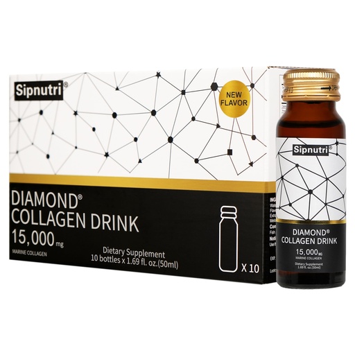 [BRSWYHDQBYMRM2Q3] Diamond Marine Collagen Drink,15000mg Hydrolyzed Collagen Peptides for Women and Men, with Vitamin C, Pomegranate, Healthy Hair Skin Nails Joints Bones Support, 50 ml x 10 Bottles