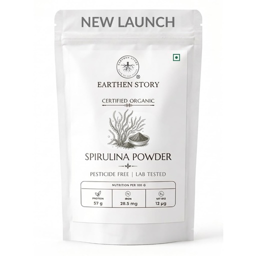 [BRSRYZY6PN7WMALV] Earthen Story Certified Organic Spirulina Powder, 100g | Lab Tested for 250+ Pesticides | Plant Based Superfood Rich in Protein