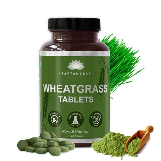 [BRSW2CAPOAPWAFL5] SAPTAMVEDA Organic Wheat Grass Tablets (120 Tablets, 500mg) - Natural Antioxidant Superfood, Supports Healthy Joints, Immunity Booster, Non-GMO, Vegan