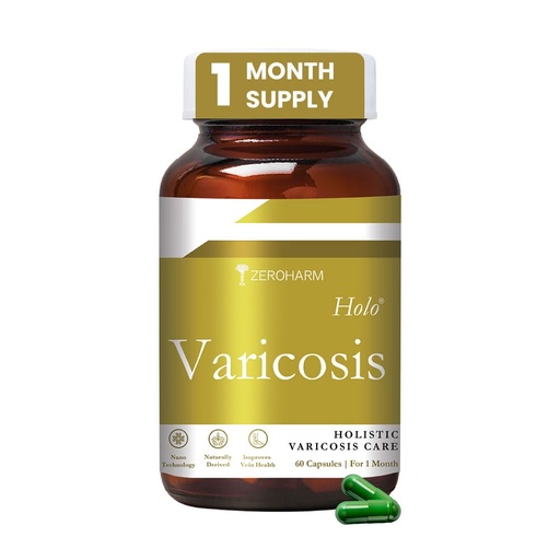 [BRSRYY33AAFBG2TK] ZEROHARM Holo Varicosis With Horse Chestnut, Gotu Kola, Hesperidin, Rutin, Butcher’s Broom & Grape Seed Extract | Reduce Varicose Veins, Boost Circulation and Leg Comfort | For Men and Women | 60 Nano Capsules