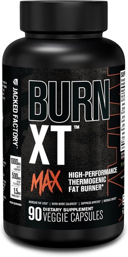 [BRSROYYKCAIB4335] Jacked Factory Burn-XT Max - High-Performance Thermogenic Fat Burner & Appetite Suppressant for Weight Loss w/PurCaf Organic Caffeine, MitoBurn, Green Tea, Acetyl L Carnitine & More - 90 Capsules