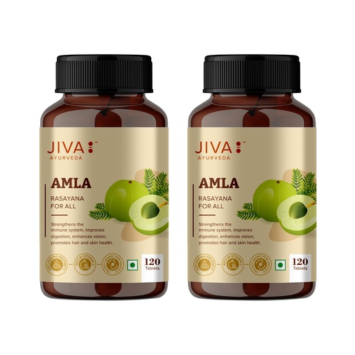 [BRSW22T2OQJWODLX] Jiva Amla Tablets 500mg 240 Tablets | Herbs Used, Rich In Vitamin C | Rich In Antioxidants | Improves Digestion | Enhances Vision - 120 Tablet (Pack of 2)
