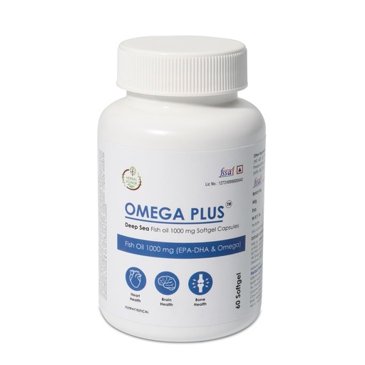 [BRSREAL3OAHRUE34] Omega Plus Softgel Capsules | Omega 3-6-9 with EPA, DHA & Vitamin E | Heart, Brain, Joint & Immunity Wellness | 60 Softgels
