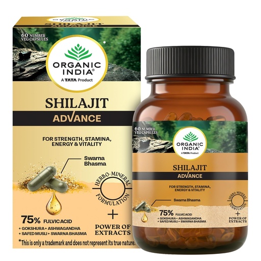 [BRSRGFIBC4PWKEY4] Organic India Shilajit Advance Capsules, 60 Veg Capsules, 75% Fulvic Acid, With Ashwagandha, Gokshura & Safed Musli, Strength, Stamina, Energy & Vitality Support