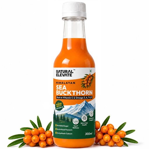 [BRSRYED7C4CQ4H3L] Natural Elevate Pure Himalayan Sea Buckthorn Juice 600ml | Cold-Pressed Sea Buckthorn Pulp Concentrate | Rich in Omega 3, 6, 7 & 9 + Vitamin C | Antioxidant-Rich Nutraceutical | Supports Immunity, Skin, Heart & Gut Health | No Added Sugar | Lab Tested