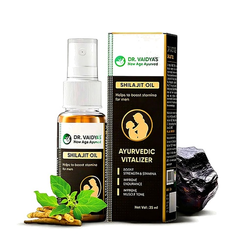 [BRSROAA2BUBG2CLA] Dr. Vaidya’s Shilajit Oil for Men – Ayurvedic Massage Oil to Boost Strength, Stamina & Blood Flow | 100% Natural | For Better Performance | Ashwagandha & Gokshura to Boost Endurance | 25ml (Pack of 1)