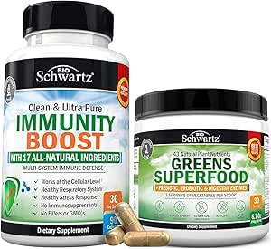 [BRSRABLQOZ5QEHY3] Super Greens Powder with Probiotics Prebiotics and Digestive Enzymes (30 Servings) Plus 17 in 1 Immune Support Supplement with Antioxidants (1 Month Supply)