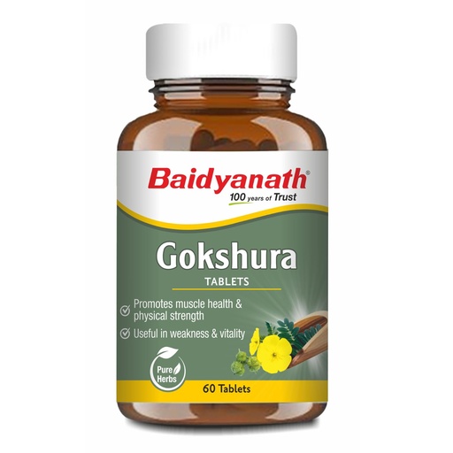[BRSREYDRCQBQIDT3] Baidyanath Ayurved Gokshura - 60 Tablets | Supports Strength & Vitality