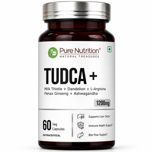 [BRSRGBQEDN6W2C3J] Pure Nutrition TUDCA+ (1200mg) | Tudca Supplement with Milk Thistle, Dandelion, L-Arginine, Panax Ginseng & Ashwagandha | Liver Health, Bile Flow & Daily Wellness Support - 60 Veg Capsules