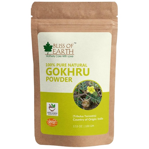 [BRSRYZIRA4PQAELH] Bliss of Earth Gokhru Powder 100g | Pure Natural Tribulus Terrestris | Gokshura Churna | Ayurvedic Herb Powder | Chemical Free