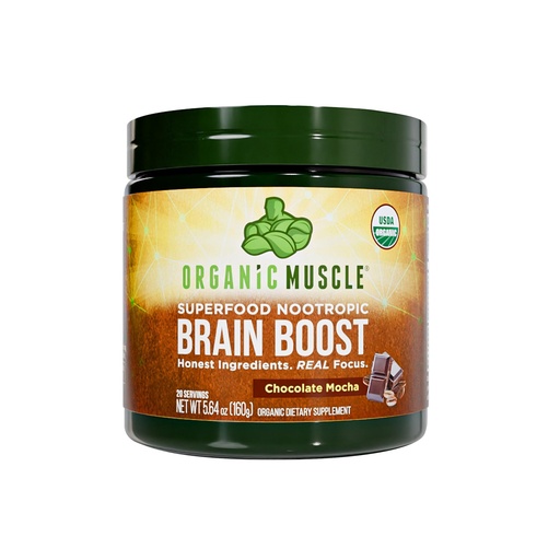 [BRSWY23YO56GKCDP] Organic Muscle Brain Boost Nootropics Blend - Vegan & Organic Superfood Health Supplements for Focus, Memory & Productivity with Ashwagandha, Ginkgo & Ginseng - Chocolate Flavor, 20 Servings