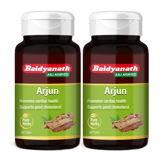 [BRSREEIDOB6WKGY2] Baidyanath Arjun -60 Tablets (Pack of 2) | Ayurvedic Arjuna Extract | Supports Circulation, Lipid, Cholesterol Balance & Herbal Heart Wellness Supplement