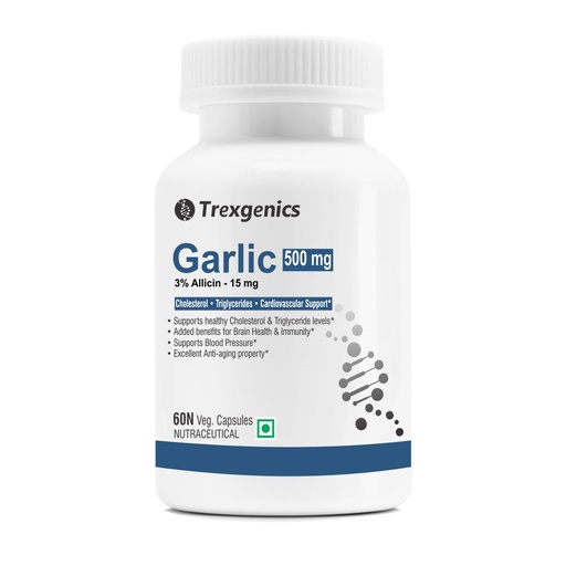 [BRSWYBQ6DMFRSHTB] Trexgenics GARLIC (Bioactive 3% Allicin) 500mg Cholesterol, Triglycerides, Cardiovascular, Immunity Support* (60 Vcaps) (1)