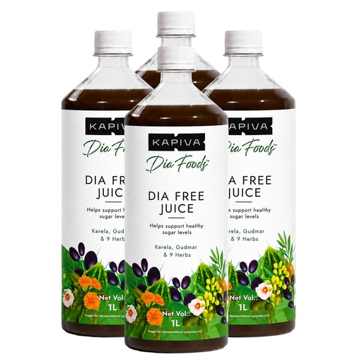 [BRSW2CQBDICQO2QY] Kapiva Dia Free Juice, 4L | Scientifically designed formulation to support sugar levels | Karela, Vijaysar and 9 Herbs