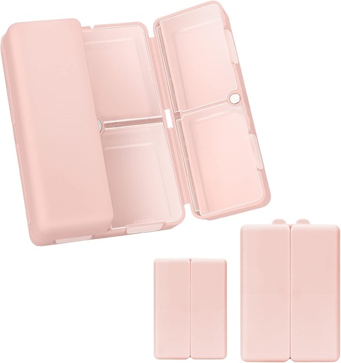 [BRSRM2YRBAFWYYLJ] FYY 2 Pcs Daily Pill Organizer, 7 Compartments Portable Pill Case Travel Pill Organizer,[Folding Design] Pill Box for Purse Pocket to Hold Vitamins,Cod Liver Oil,Supplements and Medication-Pink