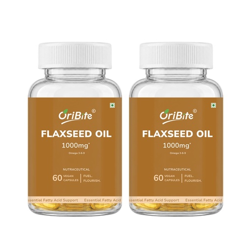 [BRSRYFAROENRQETZ] Omega 3-6-9 Capsules with Flaxseed Oil – Plant-Based Essential Fatty Acid Supplement – Daily Wellness Support 1000g (60 Count (Pack of 2))